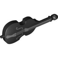 Lego Musical Instrument Double Bass with Silver Strings, Dark Bluish Holes Print / Black