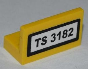 Lego Panel 1 x 2 x 1 with 'TS 3182' Pattern (Sticker) - Set 3182 / Yellow