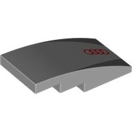 Lego Brick Curved 4 x 2 No Studs with Red Audi Logo, Dark Bluish Grey Triangles Print / Light Bluish Gray