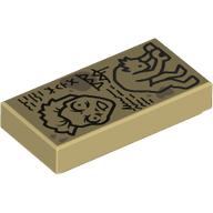 Lego Tile 1 x 2 with Monster Hyde, Scribbles Print / Tan