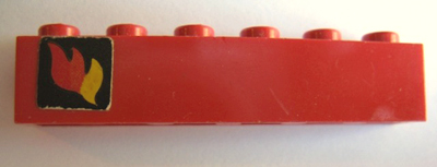 Lego Brick 1 x 6 with Classic Fire Logo Pattern Left (Sticker) - Sets 374-1 / 590