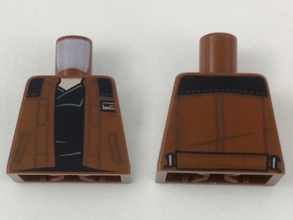Lego Torso Jacket with Black Shoulders and Dark Brown Details over Black Shirt Pattern / Reddish Brown
