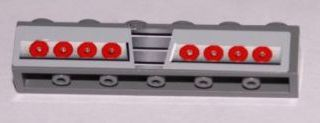 Lego Brick 1 x 6 with Grille and Red Taillights Pattern (Sticker) - Set 8158 / Dark Bluish Gray