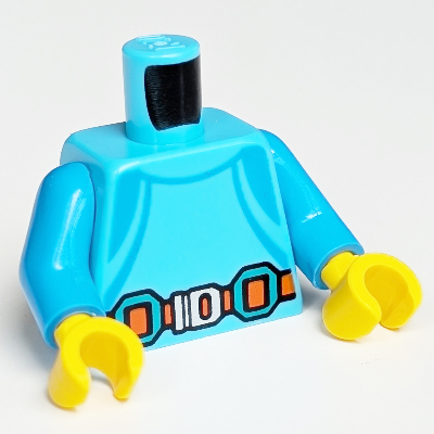 Lego Torso Wetsuit with Orange Belt Print, Dark Azure Arms, Yellow Hands