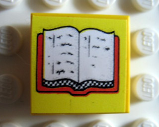 Lego Tile 2 x 2 with Book, Open Pattern (Sticker) - Set 230-1 / Yellow