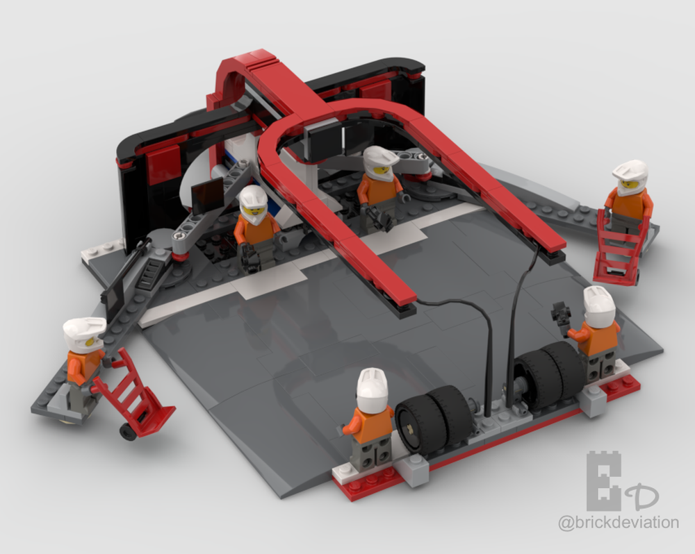 Lego 8 Wide F1 Pit Stop & Pit Crew