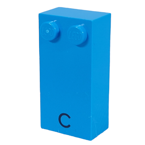Lego Braille Brick 2 x 4 with 2 Studs ⠉ and 'C' Print