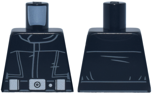 Lego Torso SW Imperial Crew Uniform Jumpsuit, Wide Belt, and Large Silver Buckle, Dot and Pouches Pattern / Black