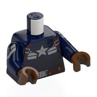 Lego Torso, Armor, White Stars, Black Detailing, Reddish Brown Straps print, Dark Blue Arms, Reddish Brown Hands / Dark Blue