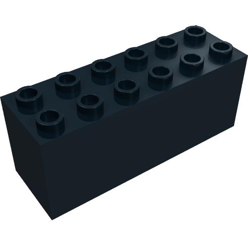 Lego Brick Special 2 x 6 x 2 Weight with Bottom Openings and Center Seams on Ends / Black