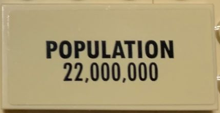 Lego Tile 2 x 4 with Black 'POPULATION 22,000,000' on Tan Background Pattern (Sticker) - Set 71044