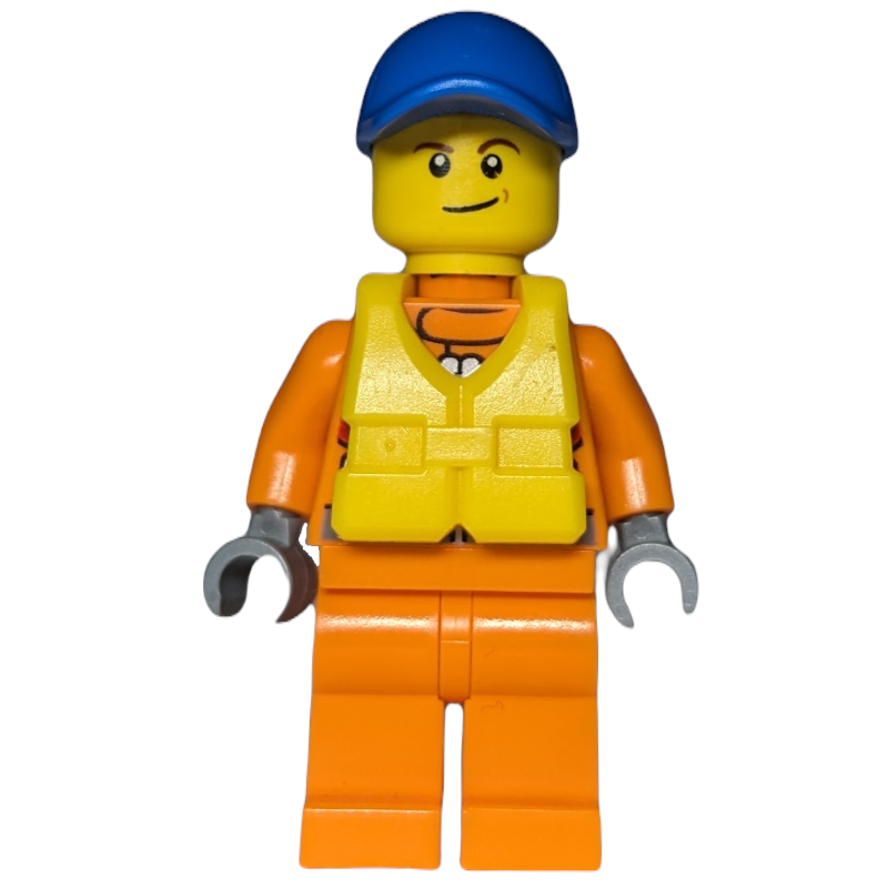 Lego Coast Guard, Orange Jumpsuit, Blue Cap, Yellow Life Vest