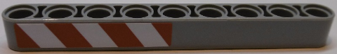 Lego Technic, Liftarm Thick 1 x 9 with Red and White Danger Stripes Pattern (Sticker) - Set 42055 / Light Bluish Gray