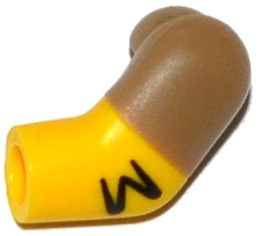 Lego Arm, Left with Hair and Dark Tan Short Sleeve Pattern / Yellow
