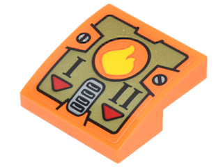 Lego Slope, Curved 2 x 2 x 2/3 with Flame, Red Arrows and 'I' and 'II' on Olive Green Panel Pattern (Sticker) - Set 70592