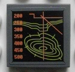 Lego Tile 2 x 2 with Screen with Terrain Map and Height Levels Pattern (Sticker) - Set 8959