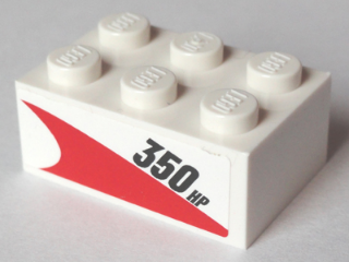 Lego Brick 2 x 3 with '350 HP' Pattern Model Right Side (Sticker) - Set 60005
