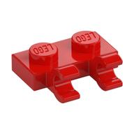 Lego Plate Special 1 x 2 with Clips Horizontal [Thick U-Clips] / Red