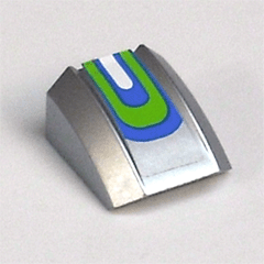 Lego Slope, Curved 2 x 2 Lip with Blue, Lime and White Curved Lines Pattern (Sticker) - Set 8663