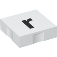 Lego Duplo Tile 2 x 2 with Lowercase 'r' Print / White