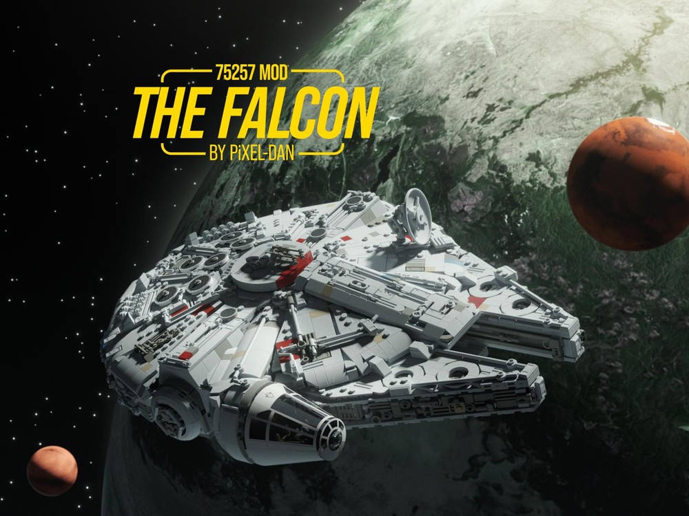 Lego PiXEL-DANs 75257 Modification "THE FALCON" Playscale UCS-style with full Interior!!!