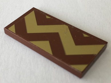 Lego Tile 2 x 4 with Gold Zigzag Stripes with Large Corner Triangles Pattern (Sticker) - Set 41068