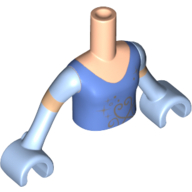 Lego Minidoll Torso Girl with Dark Blue Dress, Dark Blue Trim Print, Light Nougat Arms and Hands / Light Nougat