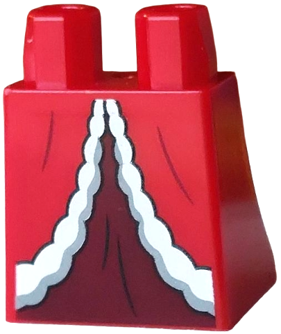 Lego Lower Body, Skirt with Dress with Light Bluish Gray and White Fur Trim over Dark Red Skirt with Black Folds Pattern