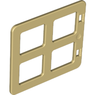 Lego Duplo Door / Window with Four Equal Square Cornered Panes / Tan