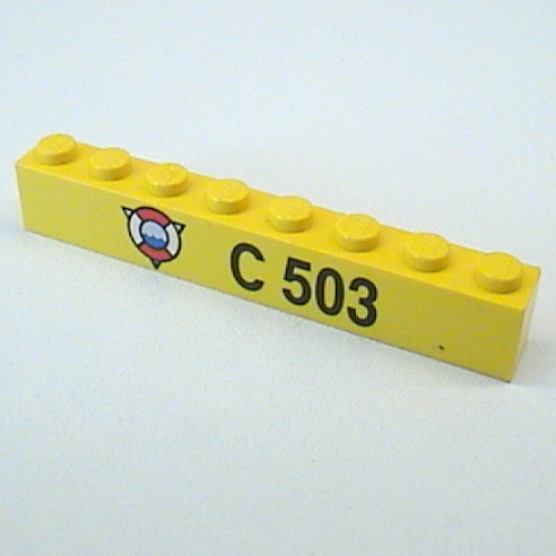 Lego Brick 1 x 8 with Coast Guard Logo, 'C 503' Print