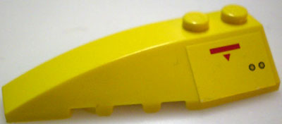 Lego Wedge 6 x 2 Left with Red Triangle and Rectangle and 2 Holes Pattern (Sticker) - Set 10026