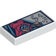 Lego Tile 1 x 2 with Signed Portrait of Ley La Print / White
