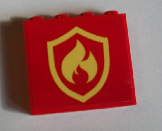 Lego Panel 1 x 4 x 3 with Side Supports - Hollow Studs with Fire Logo Badge Pattern (Sticker) - Set 60214