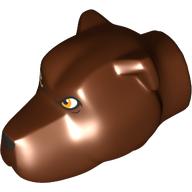 Lego Animal Body Part, Dog Head with Orange Eyes Print (Fluffy) / Reddish Brown