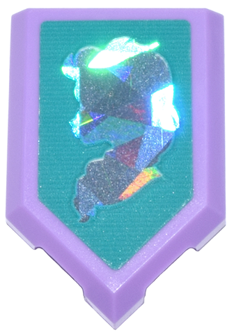 Lego Tile, Modified 2 x 3 Pentagonal with Silver Holographic Silhouette Portrait of Elsa on Dark Turquoise Background Pattern (Sticker) - Set 43244 / Medium Lavender