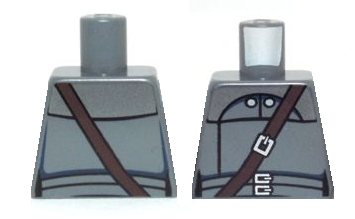 Lego Torso SW Vest with Two Small Buttons, Dark Brown Shoulder Strap and Double Belt Pattern / Dark Bluish Gray