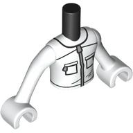 Lego Minidoll Torso Boy with White Arms and Hands with white Beekeeper Suit, Pockets, Silver Zipper print