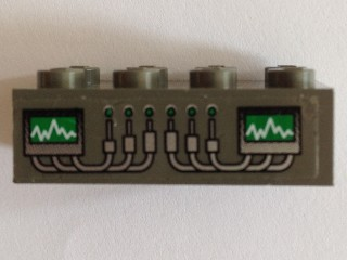 Lego Brick 2 x 4 with Graphs and Wires Pattern (Sticker) - Set 4851 / Dark Gray