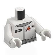 Lego Torso, Space Suit, Classic Space Logo, Black Tag, Light Bluish Grey Belt Print, White Arms and Hands / White