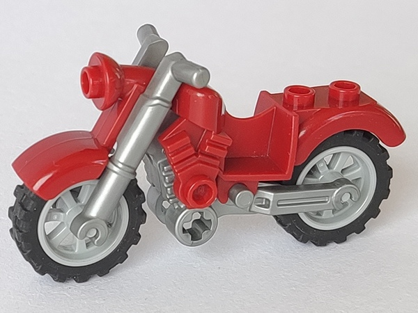 Lego Motorcycle Vintage with Flat Silver Chassis and Light Bluish Gray Wheels