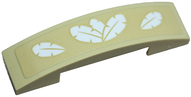 Lego Slope, Curved 4 x 1 x 2/3 Double with White Feathers on Tan Background Pattern (Sticker) - Set 40443