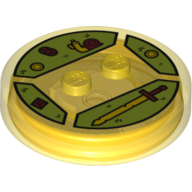 Lego Function Brick Round 4 x 4 x 2/3 with 2 Studs and Snail, Sword, Coins and Gems Print