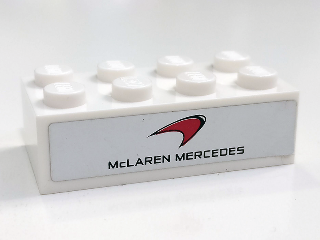 Lego Brick 2 x 4 with 'McLAREN MERCEDES' Pattern (Sticker) - Set 75911 / White