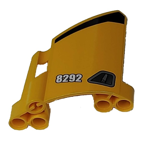 Lego Technic, Panel Fairing #23 Large Short, Small Hole, Side B with '8292' and Door Handle Pattern (Sticker) - Set 8292