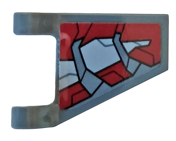 Lego Flag 2 x 2 Trapezoid with Flat Edge with Dark Red and Light Bluish Gray Armor Plates Pattern Model Left Side (Sticker) - Set 76104