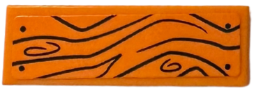 Lego Tile 1 x 3 with Black Wood Grain and Nails Pattern (Sticker) - Set 42652 / Orange