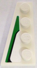 Lego Wedge, Plate 4 x 2 Left with Black and Green Pattern (Sticker) - Set 8898