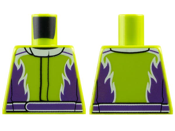 Lego Torso Jacket with Dark Purple Flames and Belt Pattern / Lime