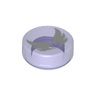 Lego Tile Round 1 x 1 with Elven Wings Print / Trans-Purple