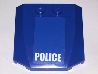 Lego Wedge 4 x 4 x 2/3 Triple Curved with White 'POLICE' on Blue Background Pattern (Sticker) - Set 4438
